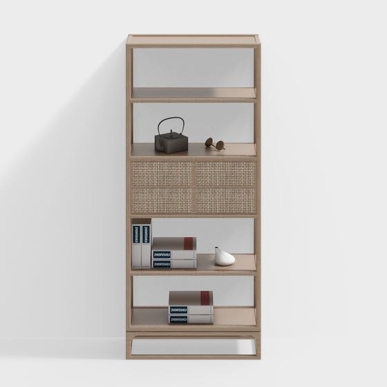 Rattan Bookshelf 3D model for Modern Interiors