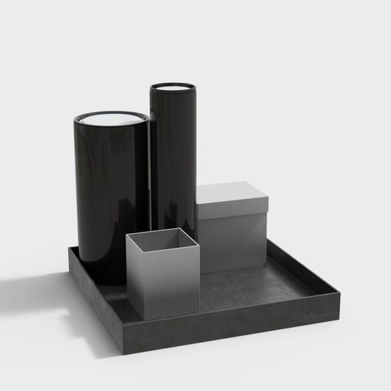 Elegant Minimalist 3D Model with Gloss and Matte Finishes