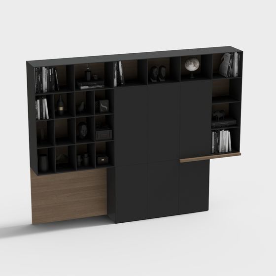 Stylish Low-Poly Bookshelf 3D model