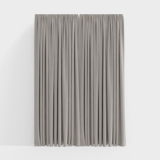 Elegant Gray Curtain 3D model for Modern Interiors