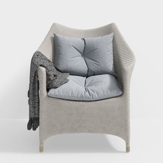 Stylish Woven Sofa Chair Low-Poly 3D Model