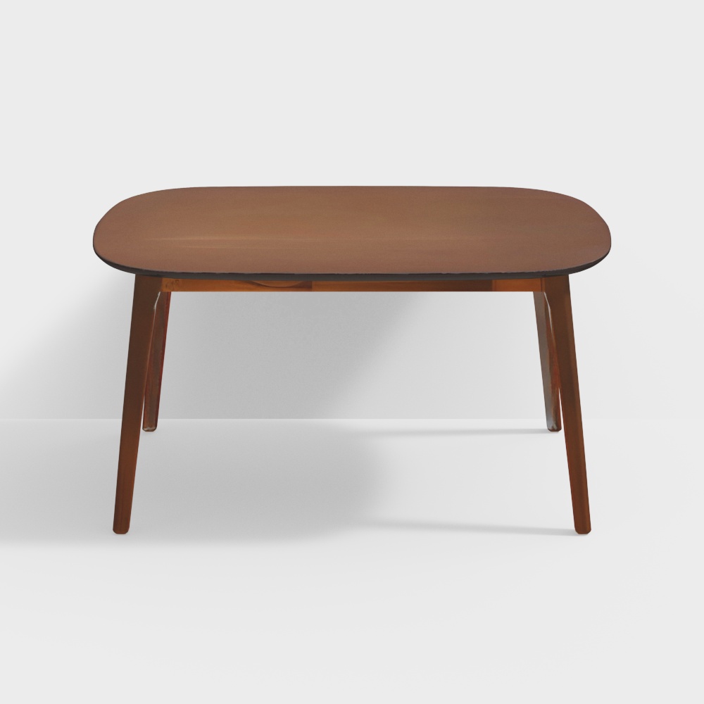Elegant Low-Polygon Coffee Table 3D Model – Wood Texture