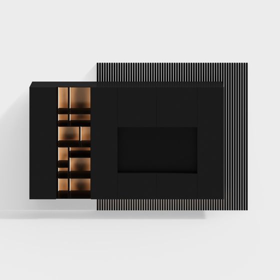 Elegant Black and Gold Low-Poly 3D model