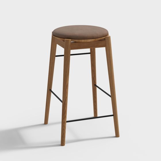 Stylish Wooden Bar Stool 3D model for Creative Projects