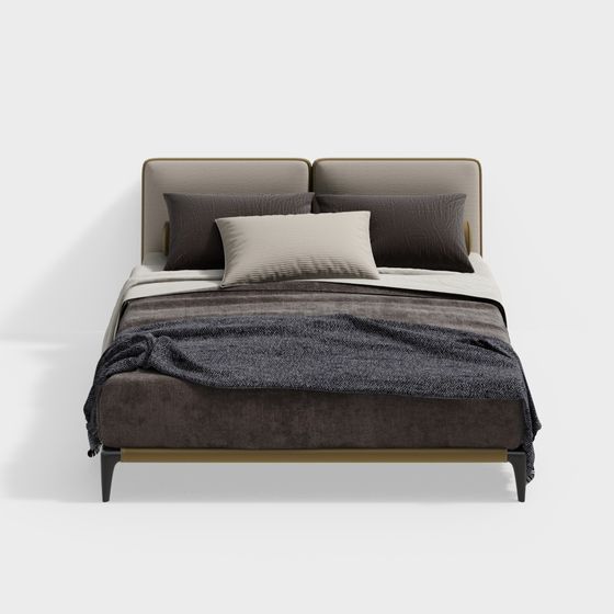 Elegant Low Poly Bed 3D model