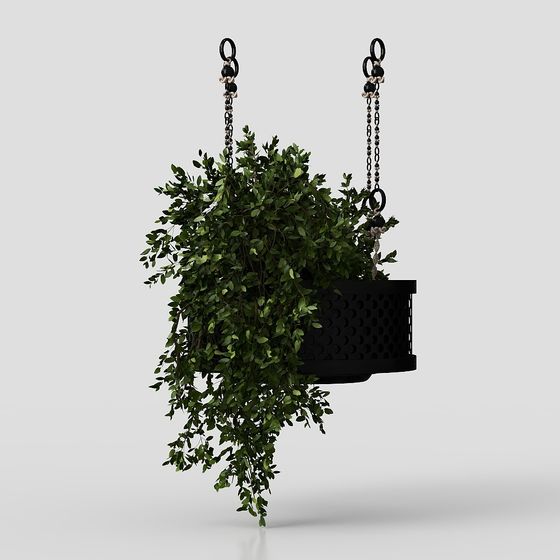Hanging Planter 3D model in Lush Greenery