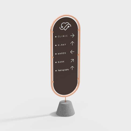 Elegant Guiding Sign 3D model for Modern Urban Spaces