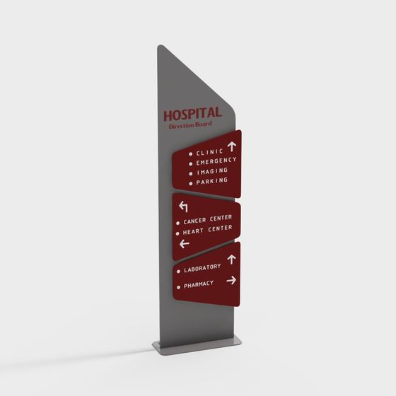 Stylish Hospital Directional Sign 3D model