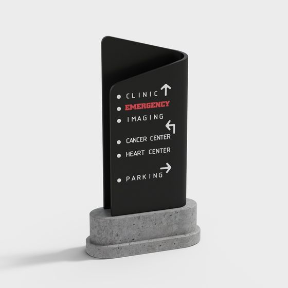 Modern Hospital Direction Sign 3D model