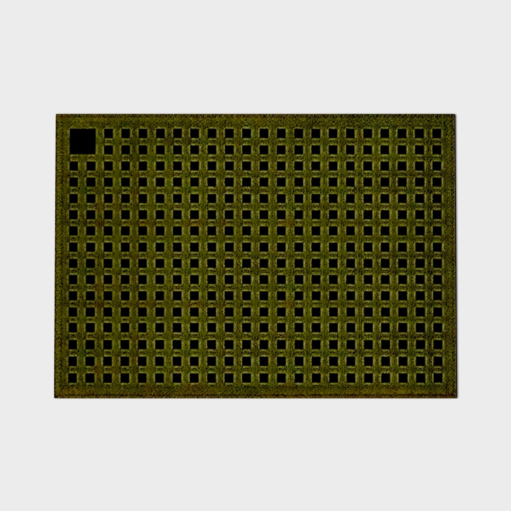 Mid-Century grüner Karo-Teppich