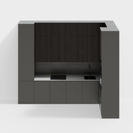 Minimalist Kitchen Island 3D model Design