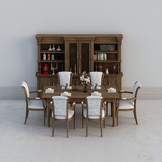 Classic Elegant Dining Room Set 3D model