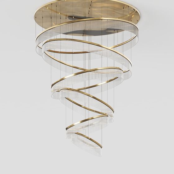 Elegant Spiral Chandelier 3D model