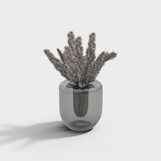 Low Poly Glass Vase with Hay 3D model