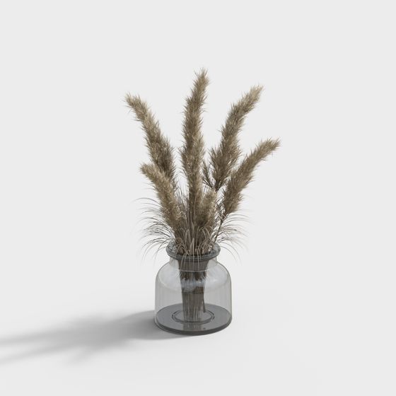 Glass Vase with Hay 3D model