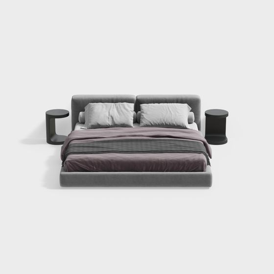Elegant Modern Bed 3D model for Contemporary Spaces