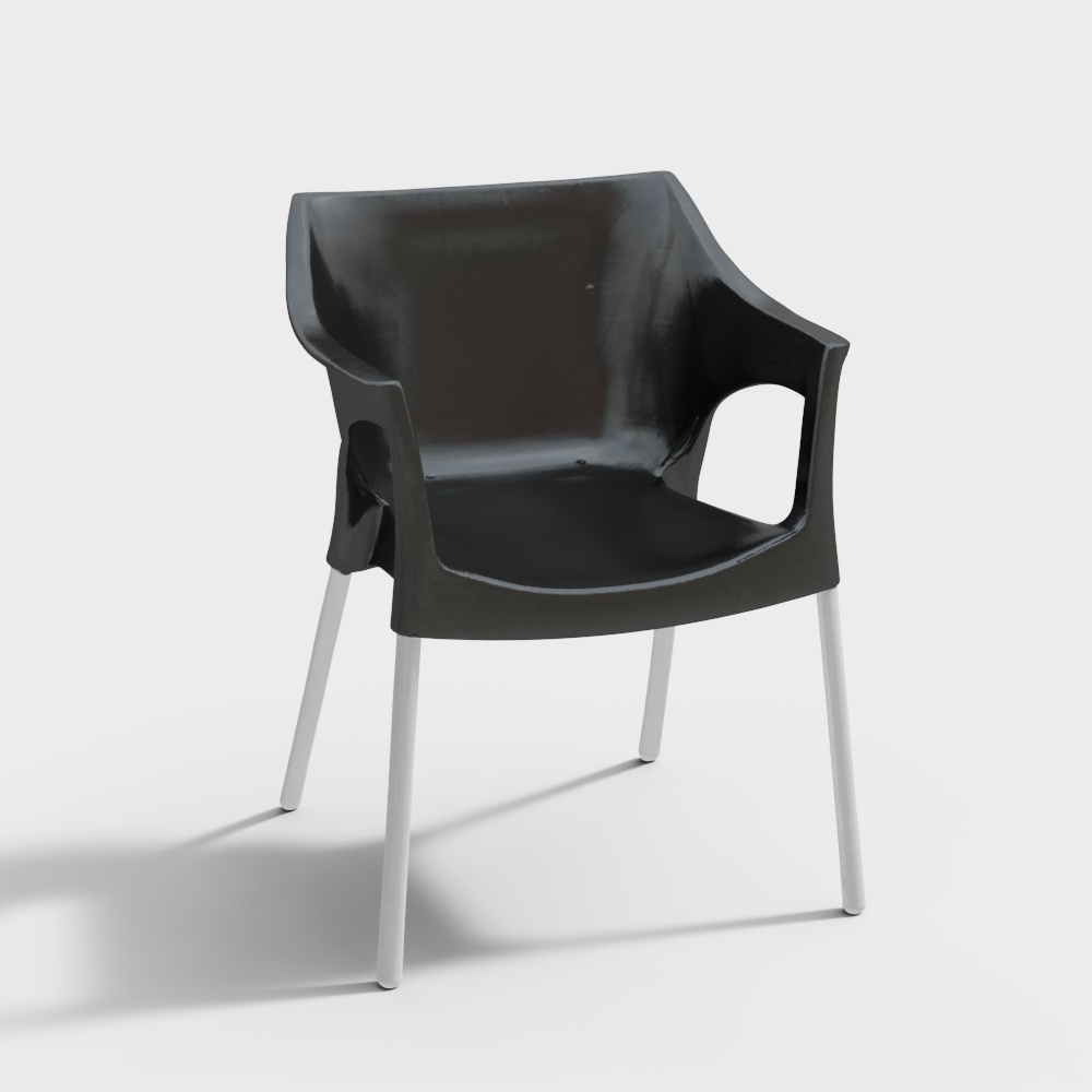 Nilkamal Novella 10 Plastic Arm Chair (Black)