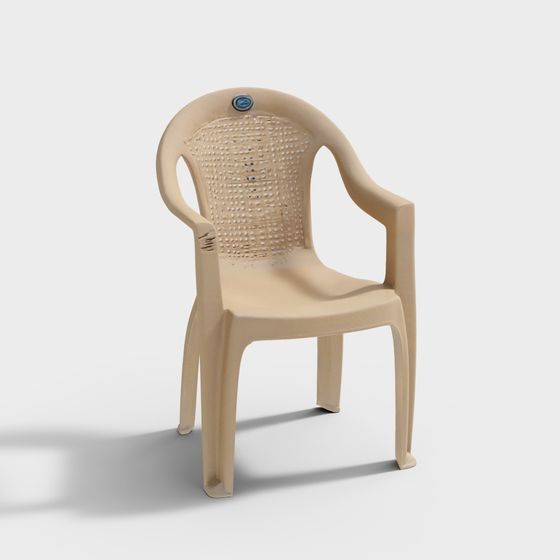 Elegant Low-Poly Plastic Chair 3D model for Modern Spaces