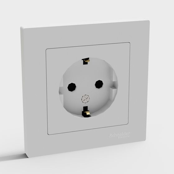 Elegant 3D Model of a Minimalist Electrical Socket