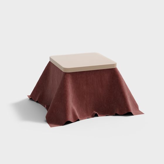 Elegant Fabric Stool 3D model for Modern Interiors