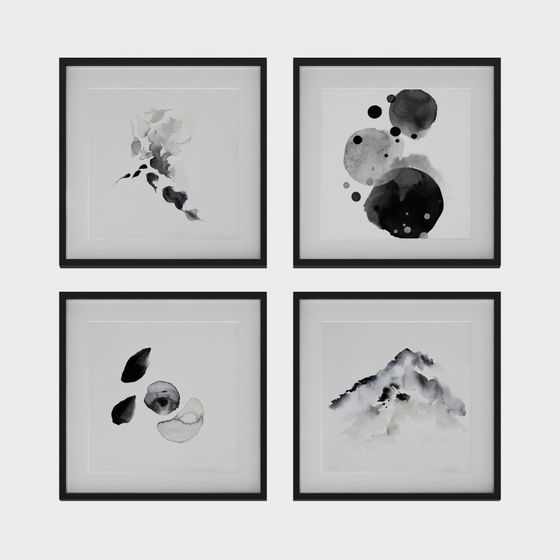 Abstract Ink Wash Painting Frame 3D model for Modern Design