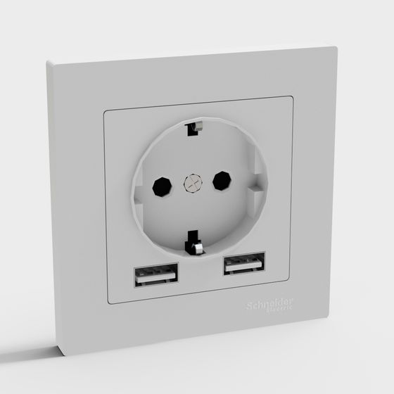 Stylish 3D Model Socket by Schneider Electric