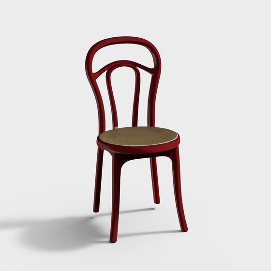 Vintage Red Wood Chair 3D model