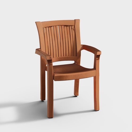 Charming Rustic Low-Poly Wooden Chair 3D model