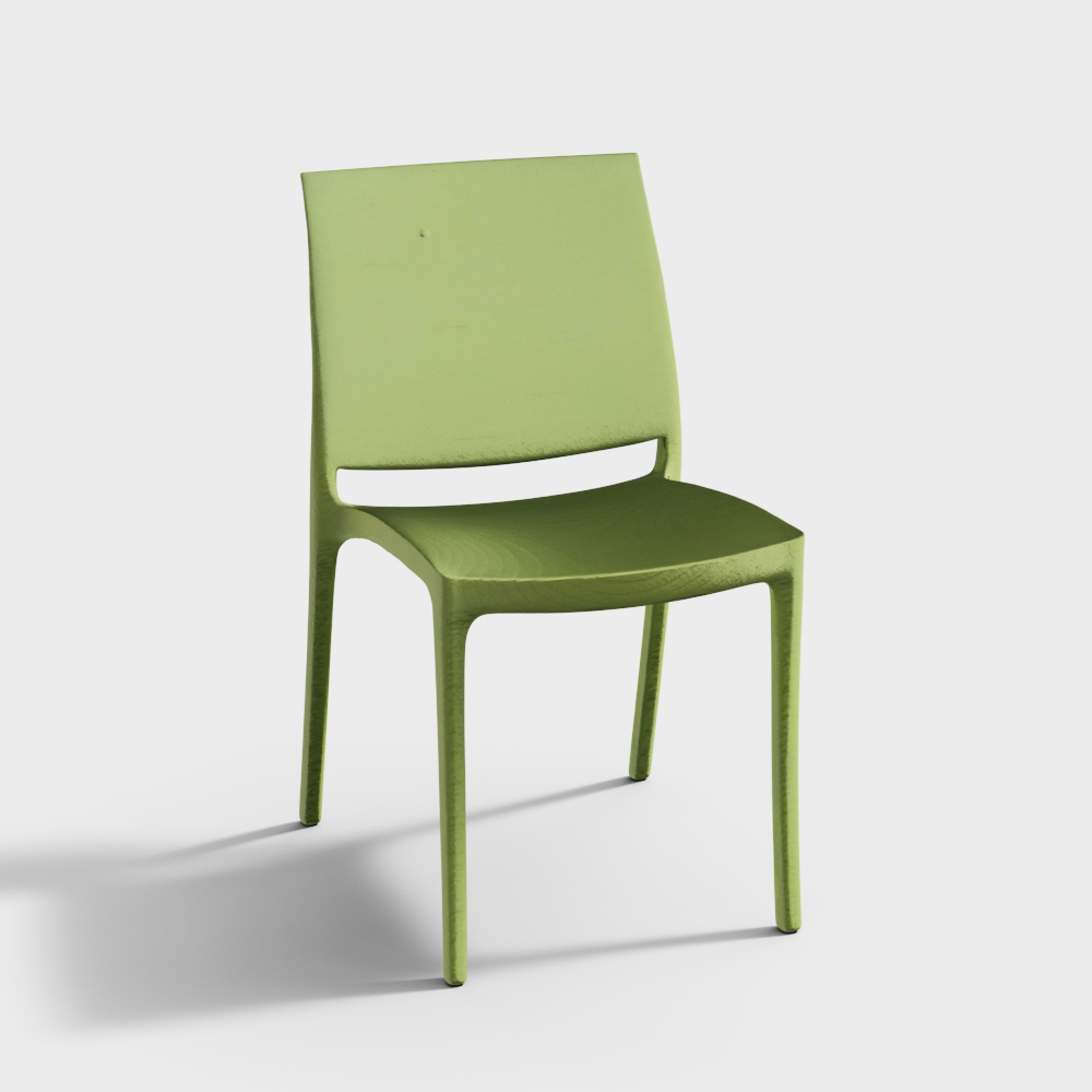 Urban Green Shadow Chair 3D Model – Nature-Inspired Low-Poly