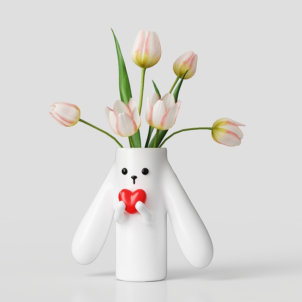 แจกันลายการ์ตูนสไตล์โมเดิร์น