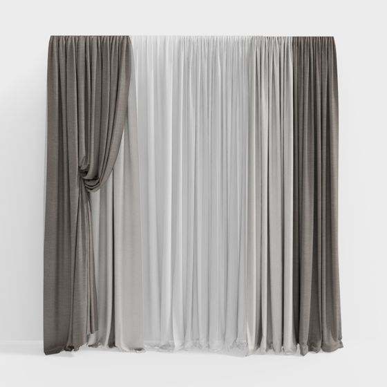 Stylish Low-Poly Curtain 3D model for Modern Spaces