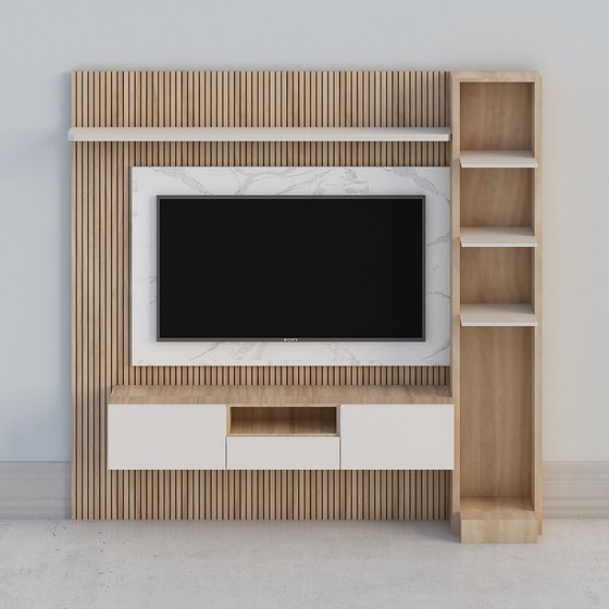 Elegant Low-Poly TV Cabinet 3D model
