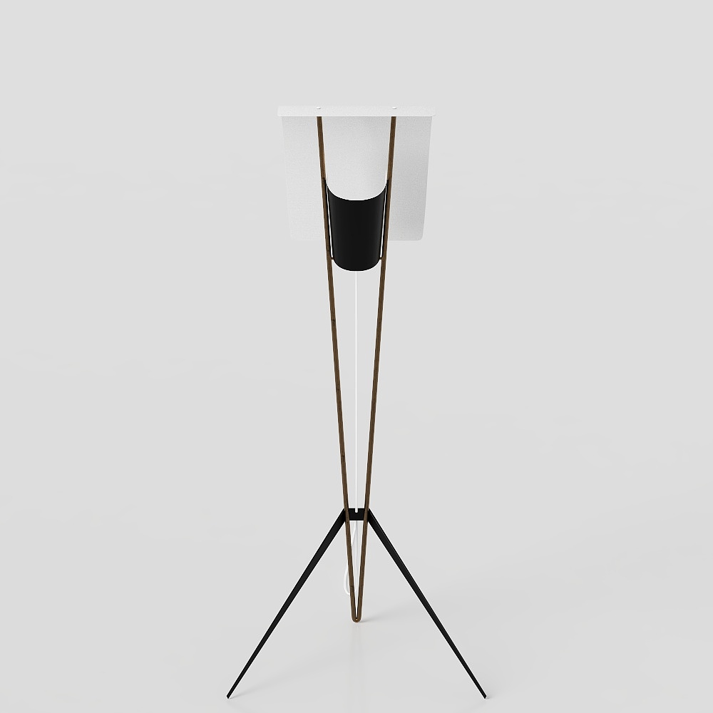 Urban Triad Floor Lamp 3D Model – Industrial Aluminum Design