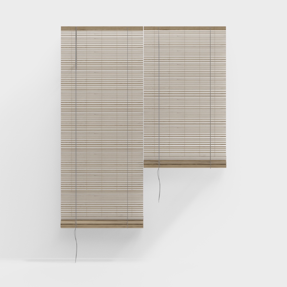 Minimalist Wooden Blinds 3D Model – Warm Low-Poly Design