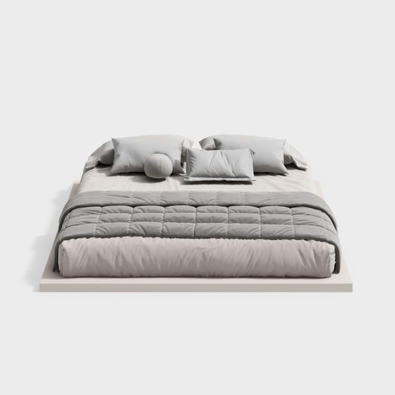 Elegant Low Polygon Bed 3D Model