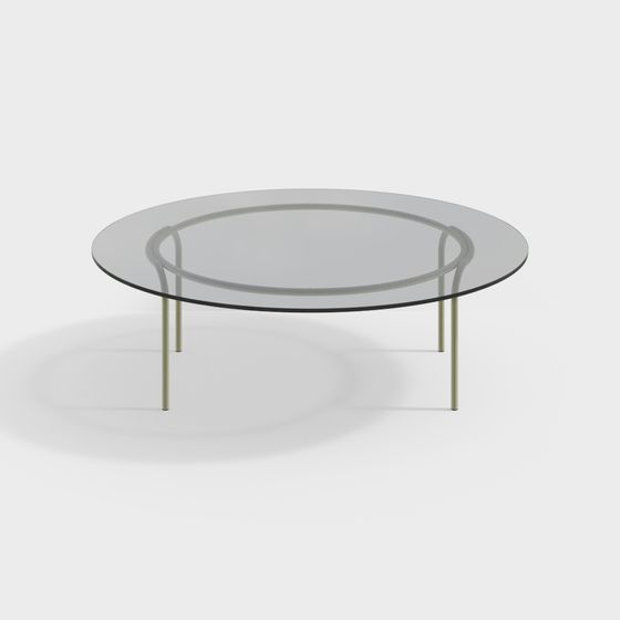 Sleek Round Glass Coffee Table 3D model