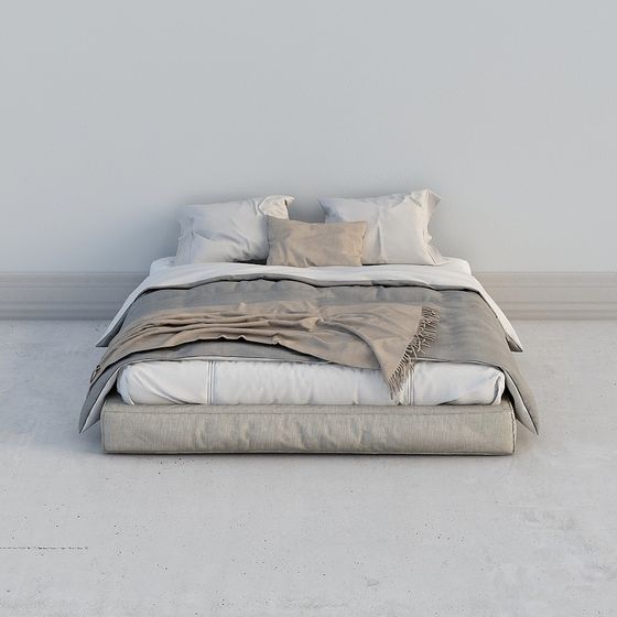 Elegant Low-Poly Bed 3D model for Modern Interiors