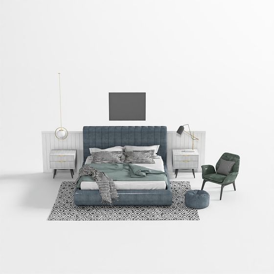 Urban Retreat Bedroom 3D model for Modern Living