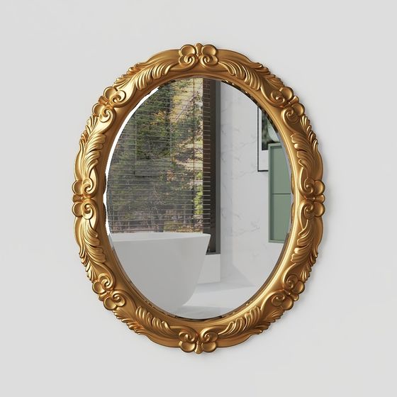 Golden Oval Mirror Luxury 3D model