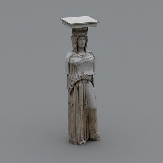 Iconic Caryatid Statue 3D model with Classic Elegance