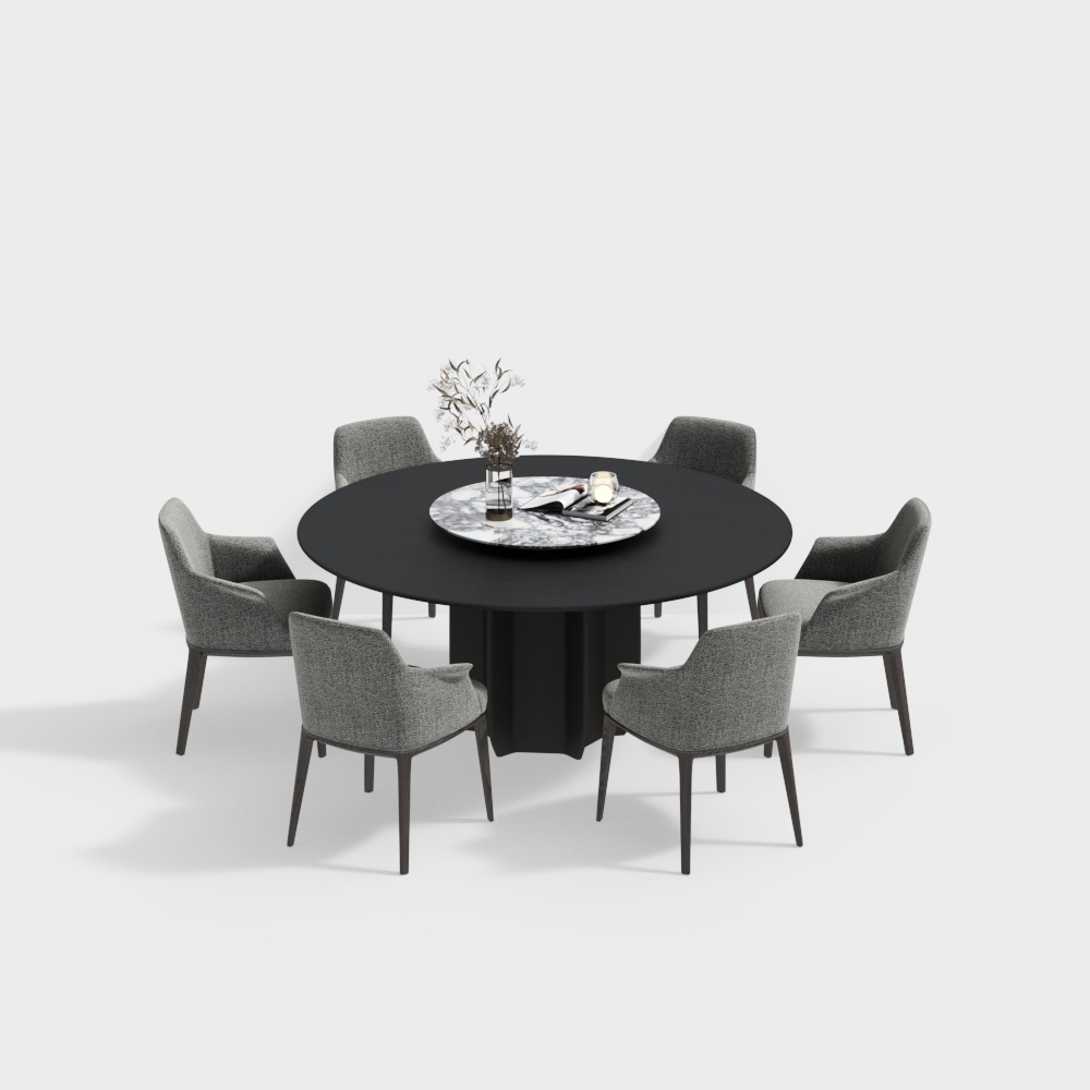 New Chinese-Style Round Dining Table Set