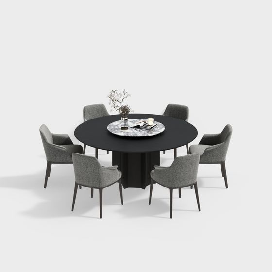 New Chinese-Style Round Dining Table Set