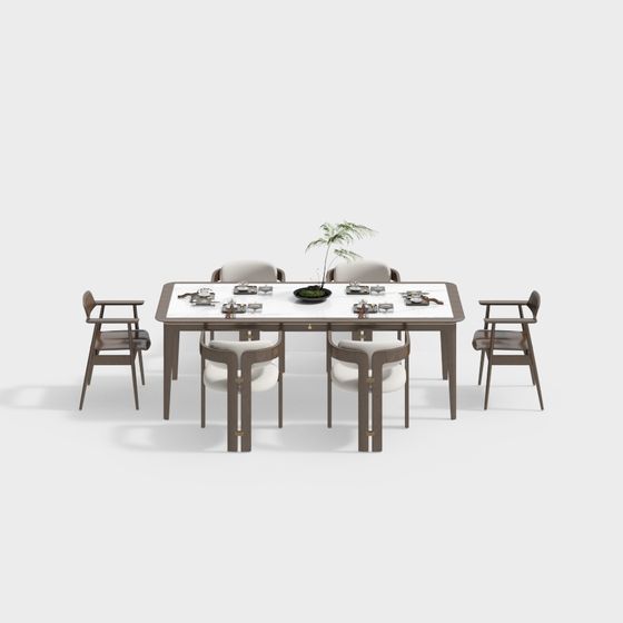 Ensemble de Table à Manger de Style Chinois Moderne