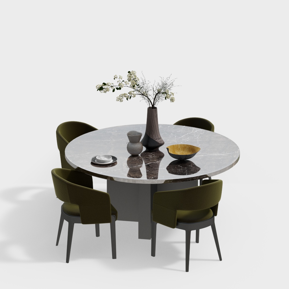 新中式圓形餐桌組