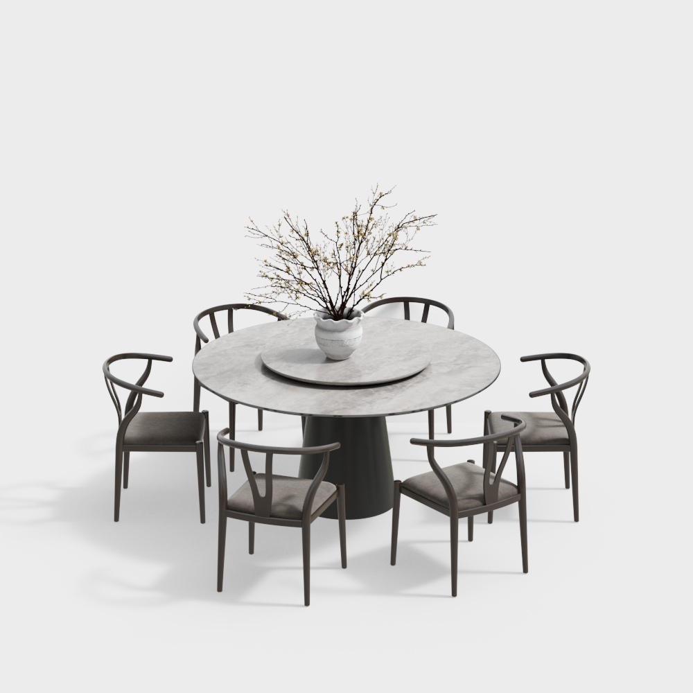 New Chinese-Style Round Dining Table Set
