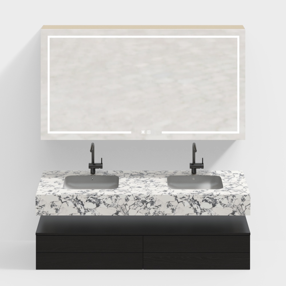 モダンダブルバスルーム洗面台