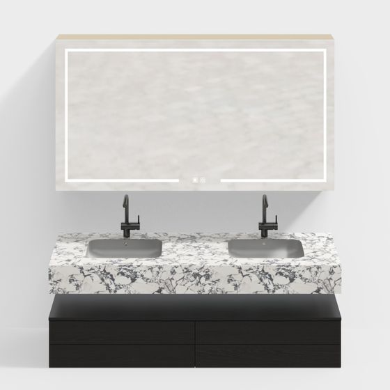 モダンダブルバスルーム洗面台