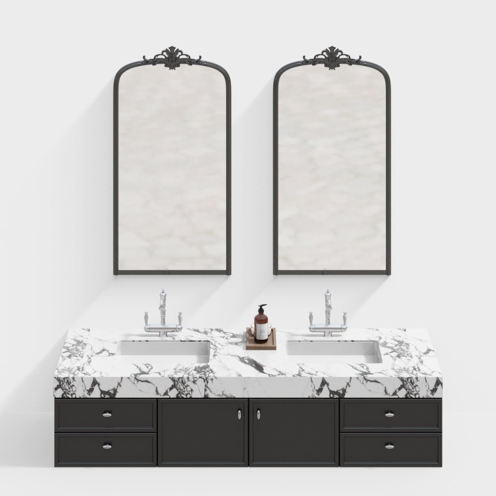 法式復古雙盆浴室梳洗台