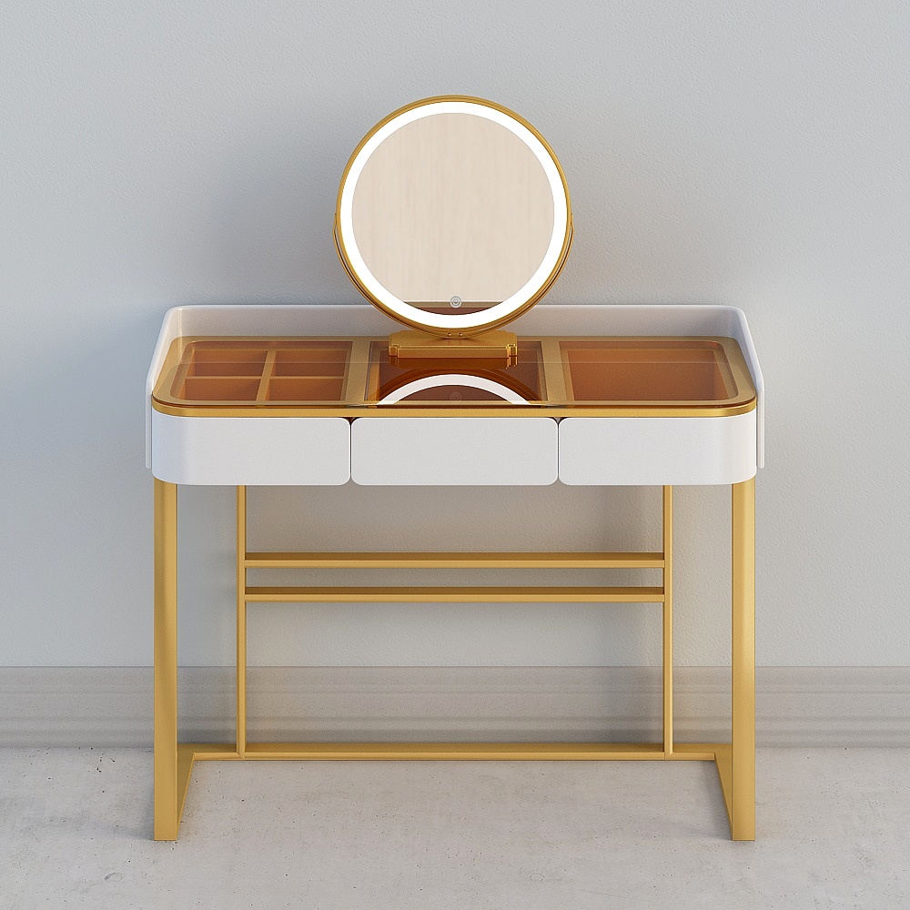 Glasplatte Moderner Frisiertisch und Stuhl Set