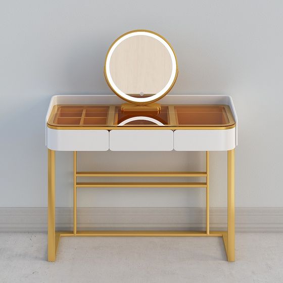 Glasplatte Moderner Frisiertisch und Stuhl Set